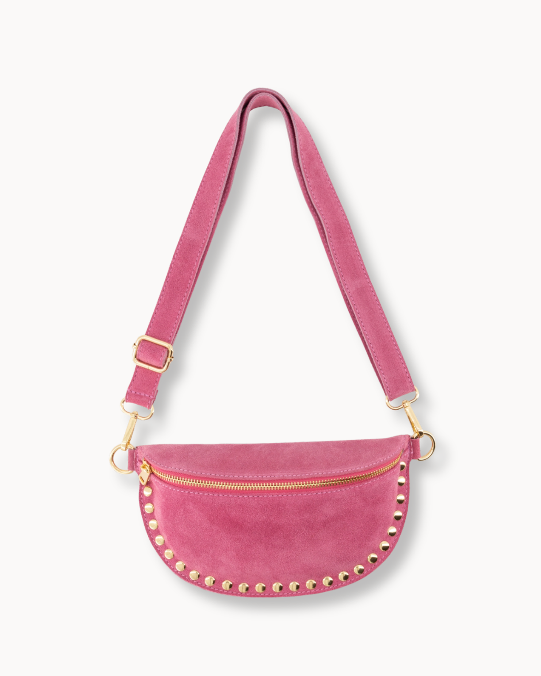 Crossbody - Studs Light Pink Suede