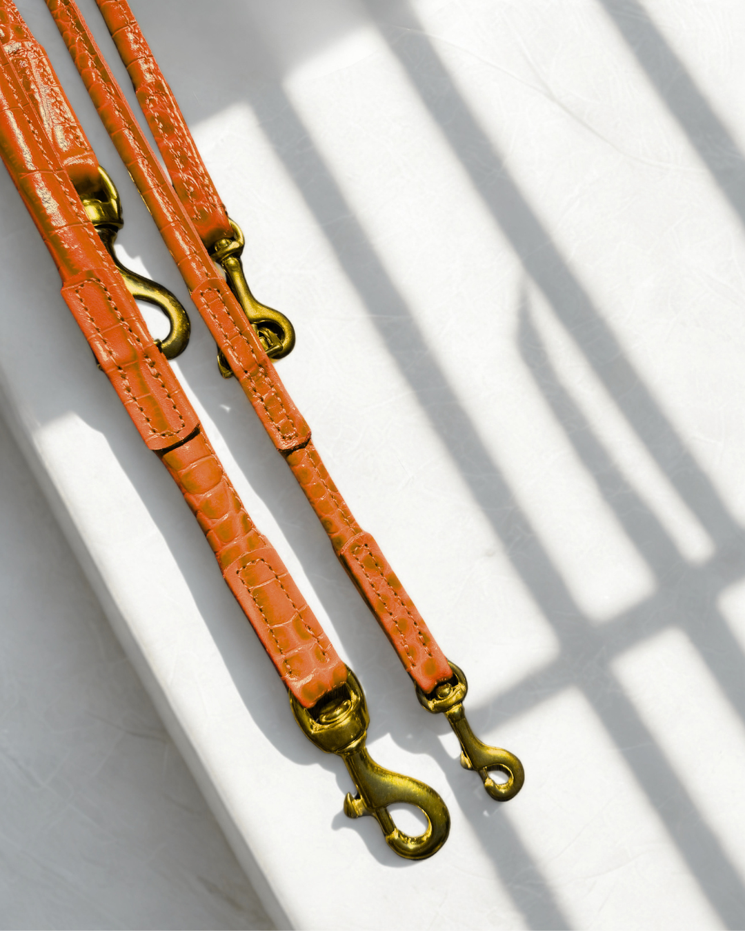 Leather Leash - Croco Orange
