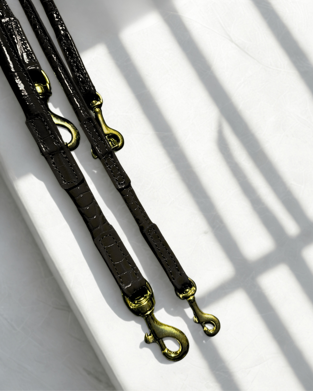 Leather Leash - Croco Black