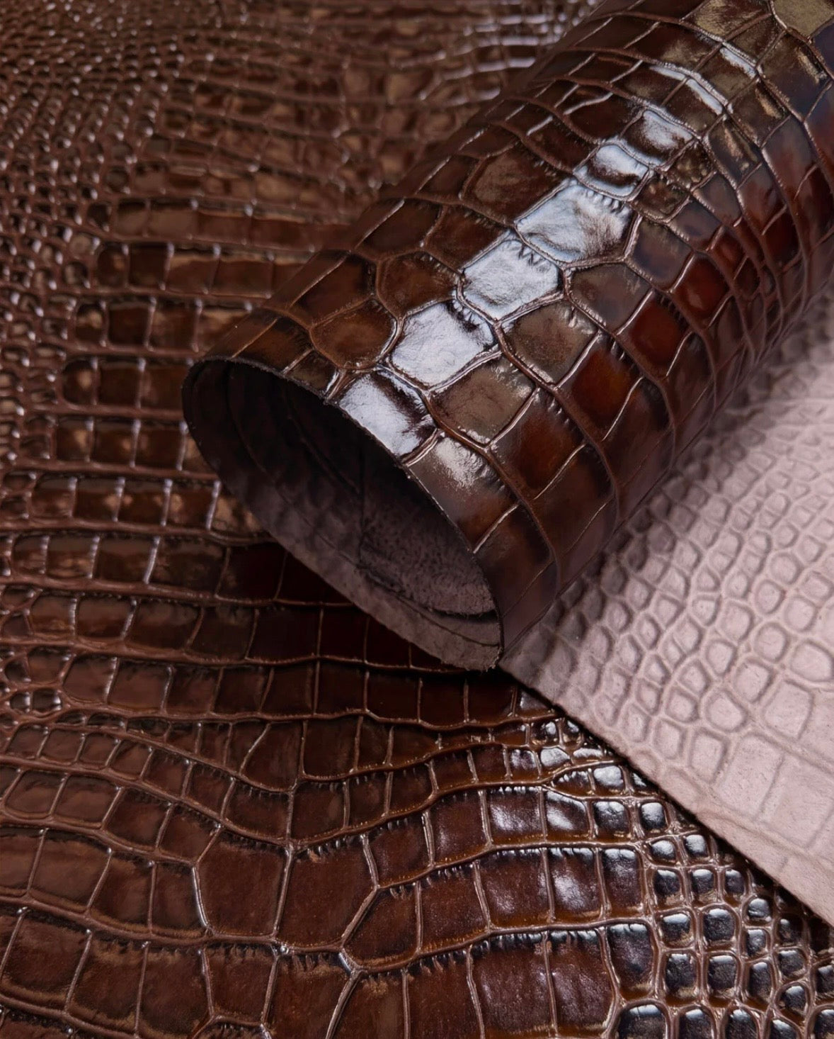 Leather Leash - Croco Brown 150cm