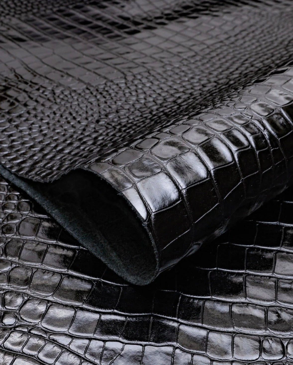 Leather Leash - Croco Black 150cm