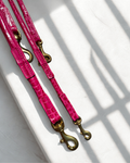 Leather Leash - Croco Fuchsia